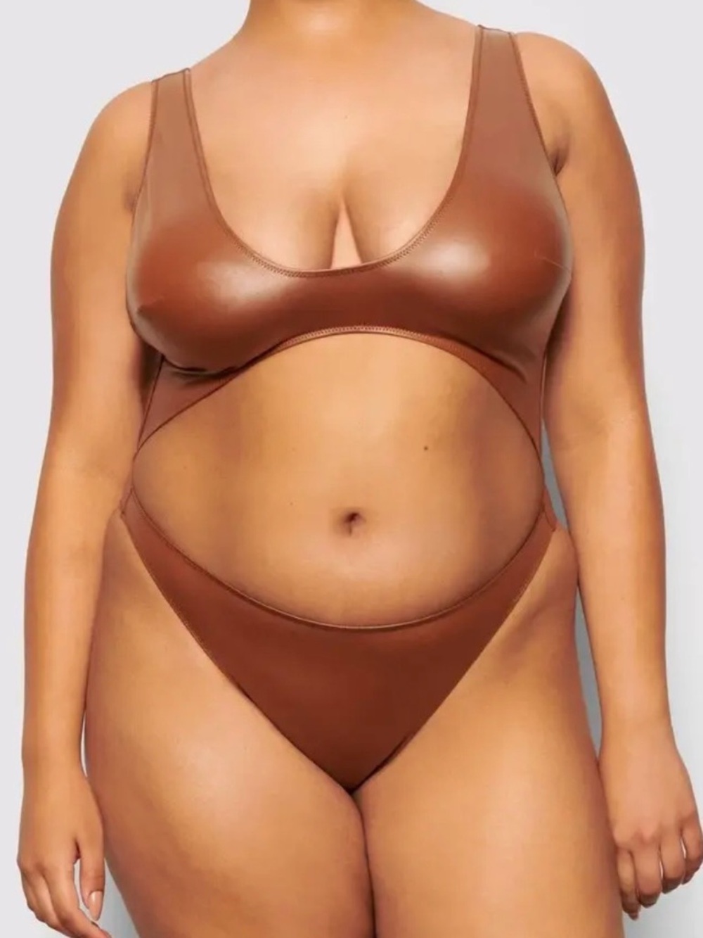 Skims Wet Jersey Cutout One Piece Swimsuit Bodysuit Copper 2XL NWT - Picture 6 of 11